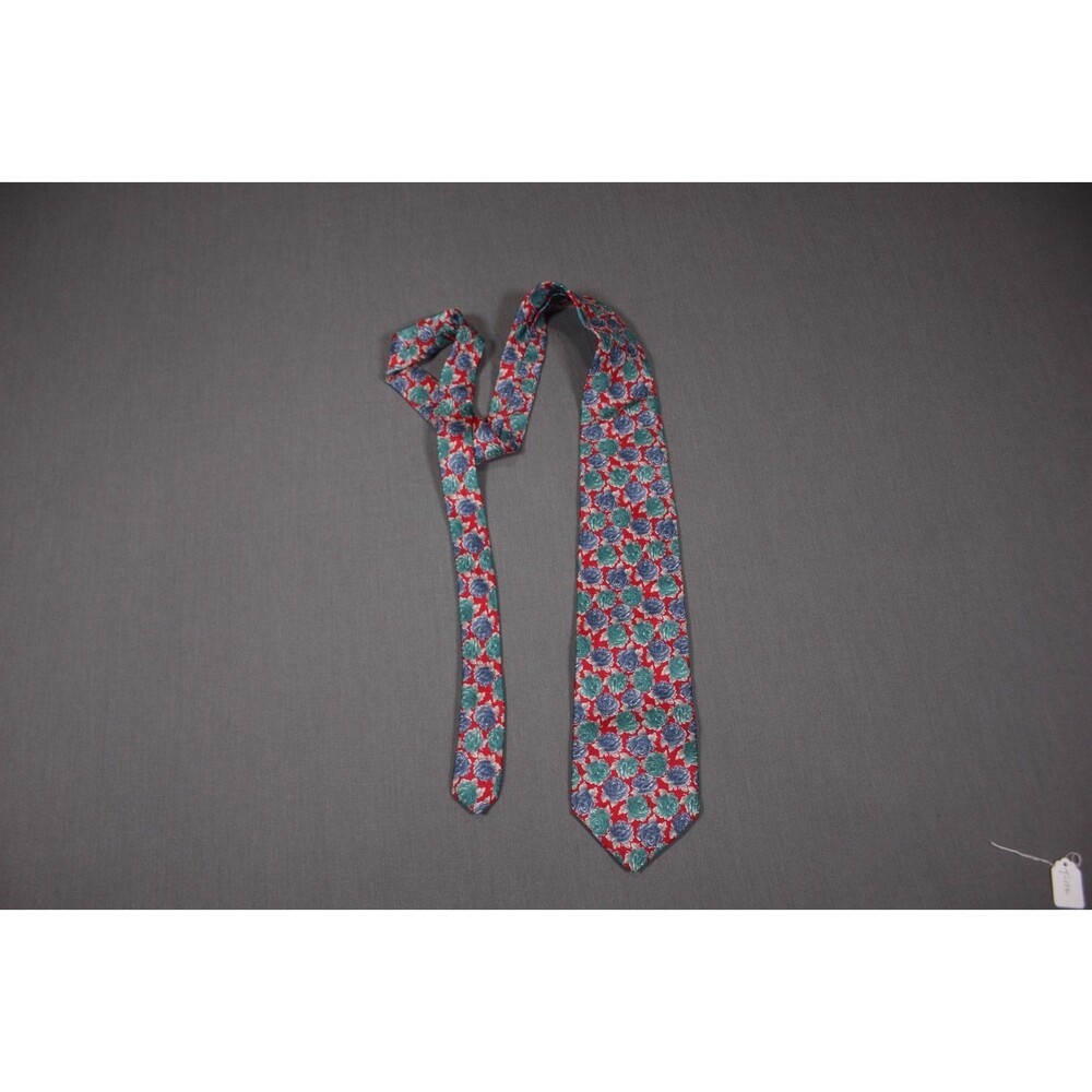 Vintage Woodward Floral Red Silk Tie Handmade Necktie 3.5" Wide - Picture 4 of 5